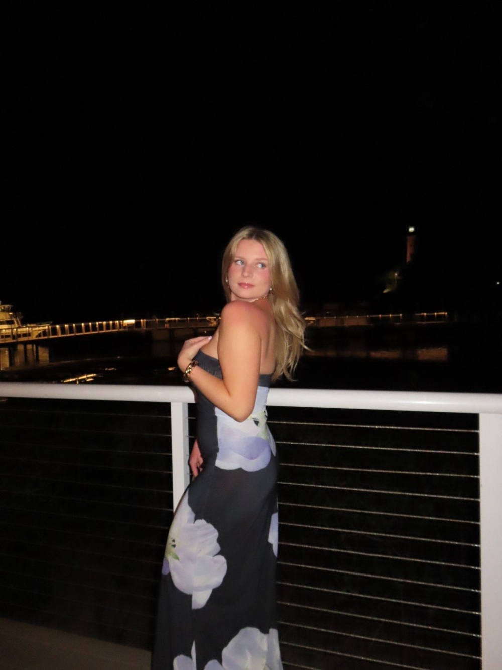 Black Dress Sheer (see through slip) with Large Lavender Floral Print - Picture 5 of 6